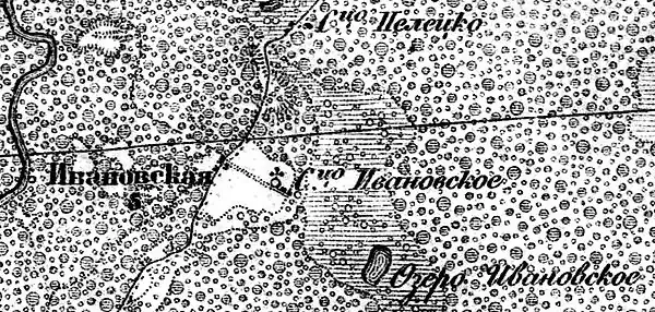 Деревня Ивановское на карте 1917 года