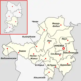 Ижевский уезд на карте