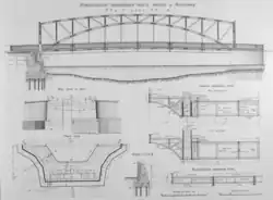 Проект перестройки моста. Общий вид моста, детали устоя и детали поперечных балок