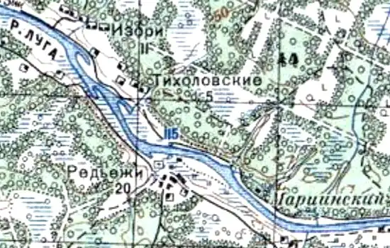 Деревня Редежа на карте 1940 года