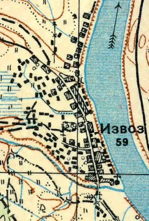 План деревни Извоз. 1930 год
