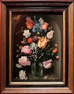 Цветы в стеклянной бутыли. 1612. Дерево, масло. Маурицхёйс, Гаага