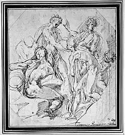 Мифологическая сцена. Бумага, перо, чернила. Национальный музей изобразительных искусств, Стокгольм