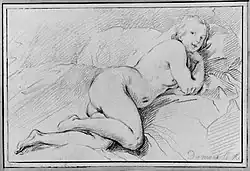 Этюд отдыхающей женщины. Бумага, итальянский карандаш. Национальный музей Швеции, Стокгольм