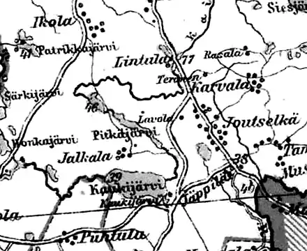 Деревня Йоутселькя на финской карте 1923 года