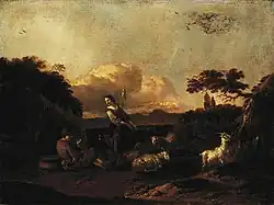 Пастушка со стадом овец. Между 1654 и 1666. Дерево, масло. Государственный Эрмитаж, Санкт-Петербург