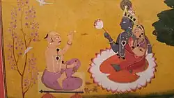 Джаядева преподносит цветы Радха-Кришне