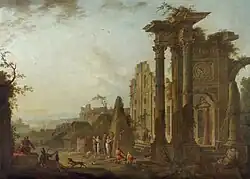 Античные руины с фигурами и пирамидой. Между 1770 и 1779. Холст, масло. Национальный фонд, Великобритания