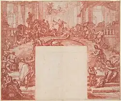 Христос, изгоняющий торгующих из храма (по оригиналу Л. Джордано). 1760-е. Бумага, сангина. Национальная галерея искусства, Вашингтон