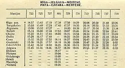 Расписание поезда № 881 по маршруту Рига-Елгава-Мейтене в 1976 г.