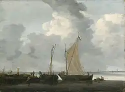 Рыбаки выгружают улов в спокойной воде. Между 1646 и 1677. Дерево, масло. Частное собрание