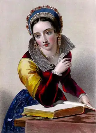 Фантазийный портрет неизвестного художника по мотивам биографических очерков о королевах Великобритании, от нормандского завоевания до царствования Виктории, или королевской Книги Красавиц.Под редакцией Мэри Хоуитт и Генри Дж. Бона, Лондон, 1851