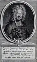 Портрет архиепископа Кёльнского Иоганна Фридриха Карга фон Бебенбурга. По оригиналу Ж. Вивьена. Ок. 1700. Офорт, резец