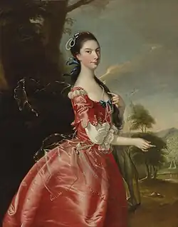 Портрет мисс Энн Карвер на фоне пейзажа. Холст, масло. Частное собрание