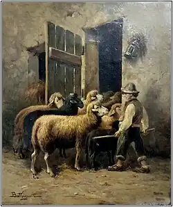 Жюль Гюстав Бахьё, «Овцы в загоне», 1870.