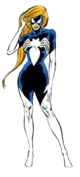 Джулия Карпентер как Женщина-паук в комиксе Secret Wars #7 (ноябрь 1984)Художник — Майк Зек[англ.]