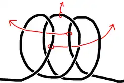 Завязывание топового узла из кандального;состоит из трёх шлагов;является наилучшим из топовых узлов