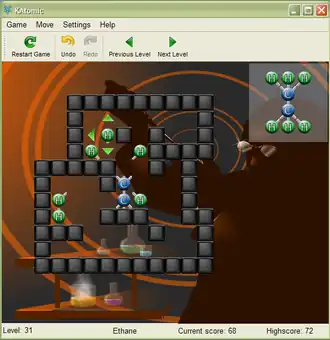 Пример уровня в KAtomic, одном из клонов Atomix