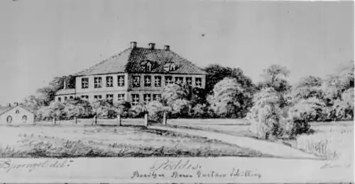 Старое главное здание мызы, рисунокФ. А. Шпренглера, 1894 год