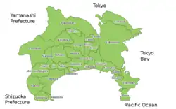 Карта префектуры Канагава