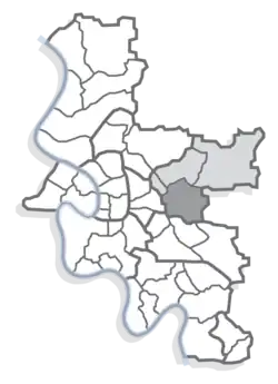 Положение Герресхайма на карте Дюссельдорфа