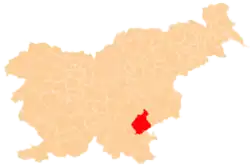 Расположение общины Ново-Место на карте Словении