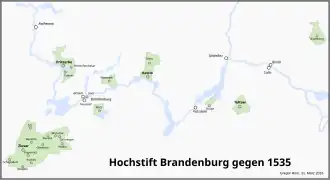 Территория княжества-епископства в 1535 году