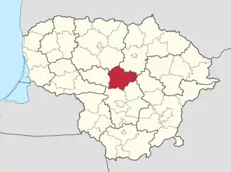 Кедайнское районное самоуправление на карте