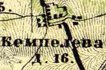 Деревня Кемпелево на карте 1860 года