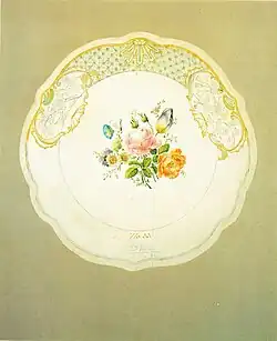 Букет цветов с розой. Проект настенной тарелки. 1818. Бумага, акварель. Музей фарфора, Майсен