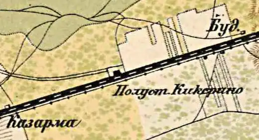 Полустанок Кикерино на карте 1885 года