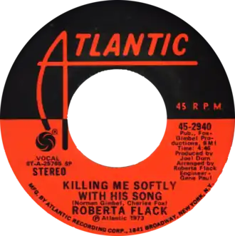 Обложка сингла Роберты Флэк «Killing Me Softly with His Song» (1973)