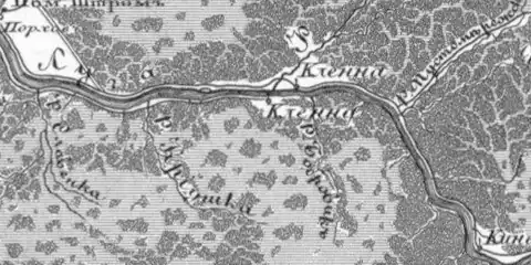 Деревни Клённо на карте 1834 года