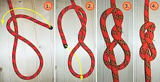 способ завязывания в качестве сто́порного узла одним концом