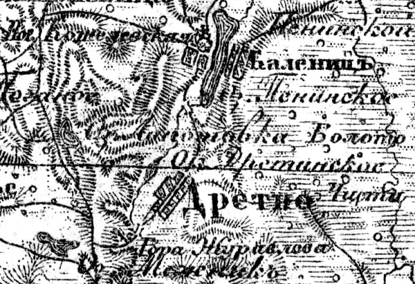 Деревня Дретно на карте 1919 года