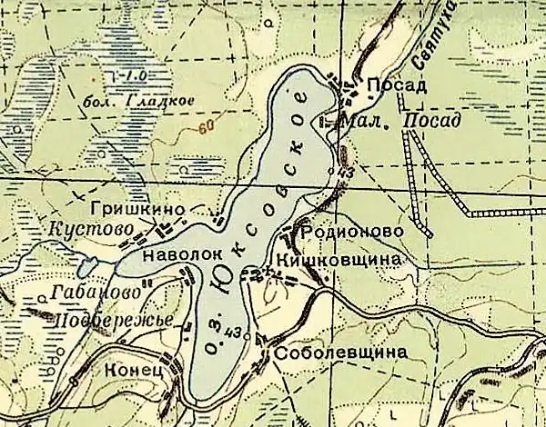 Деревня Родионово на карте РККА 1940 года