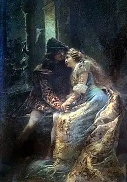 «Ромео и Джульетта (вторая версия), 1892 г. Ромео — племянник А. В. Маковский, Джульетта – М. А. Матавтина. Одесский национальный художественный музей