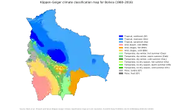 Климатическая карта Боливии (англ.)