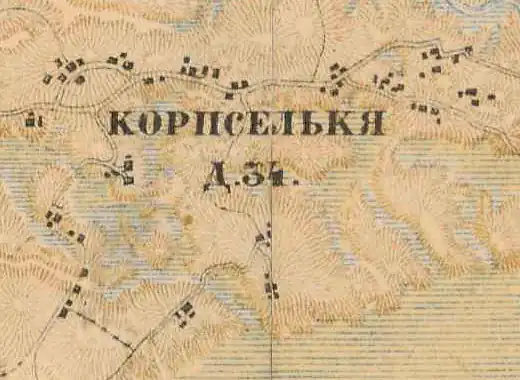 План деревни Корабсельки. 1885 год