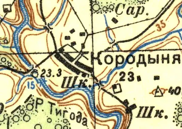 План деревни Кородыня. 1937 год