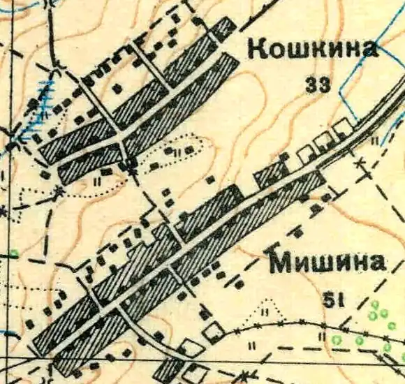 План деревни Кошкино. 1930 год