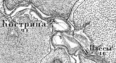 Деревня Кострино на карте 1913 года