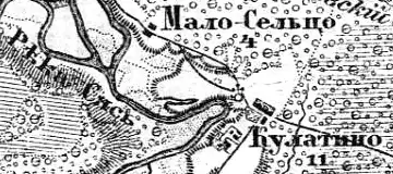 Деревня Кулатино на карте 1913 года