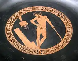 Роспись килика. Атлет на палестре. Вт. четв. V в. до н.э. Кабинет медалей Национальной библиотеки Франции