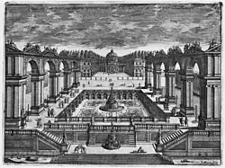 Перспективный вид грота с садами, придуманными Ж. Маро. Офорт