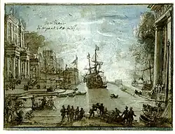 К. Лоррен. Рисунок из «Liber Veritatis». Между 1635 и 1682. Голубая бумага, перо, кисть, сепия, белила. Британский музей, Лондон