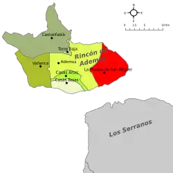Расположение муниципалитета Пуэбла-де-Сан-Мигель на карте провинции