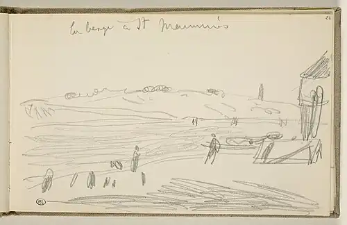 Берега в Сен-Маммесе. Рисунок Сислея из Луврского альбома, лист 22