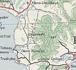 Лагонешт с дорогами на карте (1947)