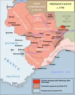 Земли Савойского дома в 1700 году